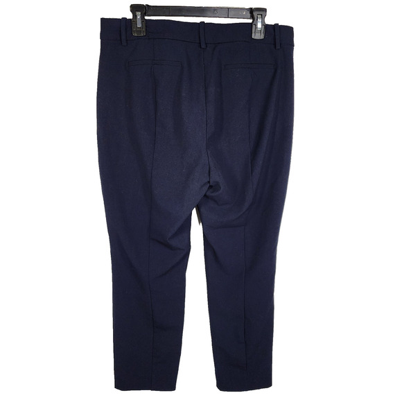 J.Crew Womens Ruby Pants Slim Cropped Size 14 Flat Front Stretch Twill Navy Blue - Picture 2 of 10